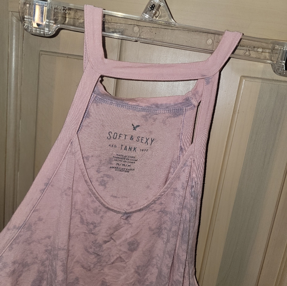 Soft & Sexy American Eagle Outfitters pink and gray tank top Racer back Misses M - Picture 3 of 6